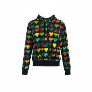 Versace Heart Print Hoodie Multicolor New Without Tags Made in Italy